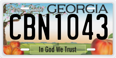 GA license plate CBN1043