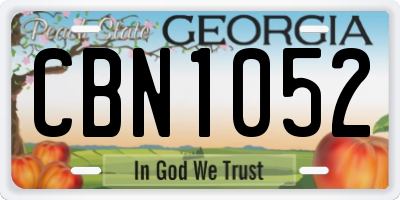 GA license plate CBN1052