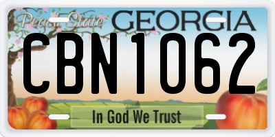 GA license plate CBN1062