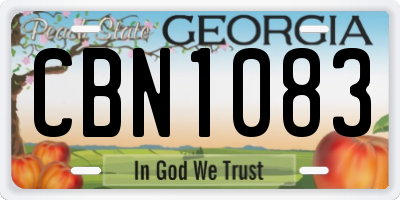 GA license plate CBN1083