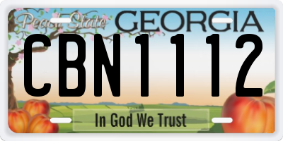 GA license plate CBN1112