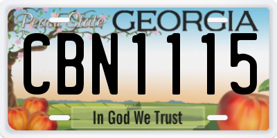 GA license plate CBN1115