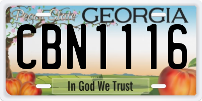 GA license plate CBN1116