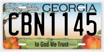 GA license plate CBN1145