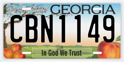 GA license plate CBN1149