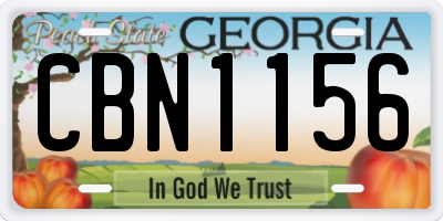 GA license plate CBN1156