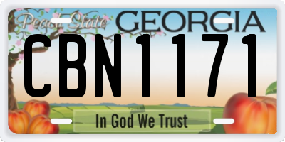 GA license plate CBN1171