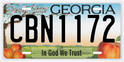 GA license plate CBN1172