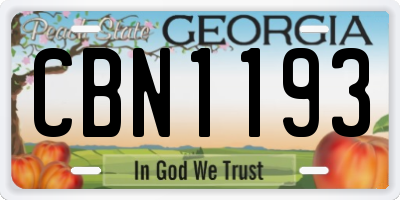 GA license plate CBN1193