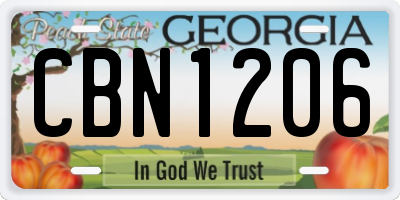 GA license plate CBN1206