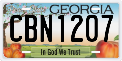 GA license plate CBN1207