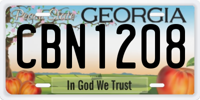 GA license plate CBN1208