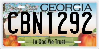 GA license plate CBN1292