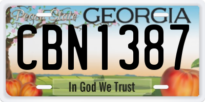 GA license plate CBN1387