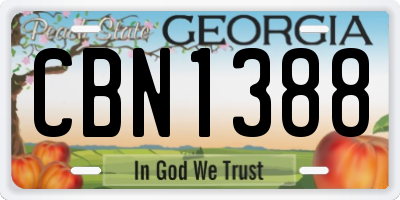 GA license plate CBN1388