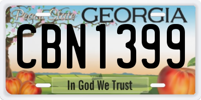 GA license plate CBN1399