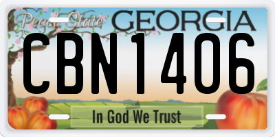 GA license plate CBN1406