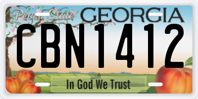 GA license plate CBN1412