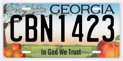 GA license plate CBN1423