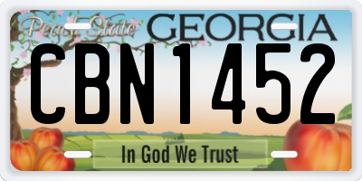GA license plate CBN1452