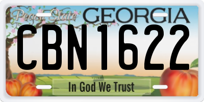GA license plate CBN1622