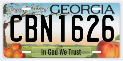 GA license plate CBN1626