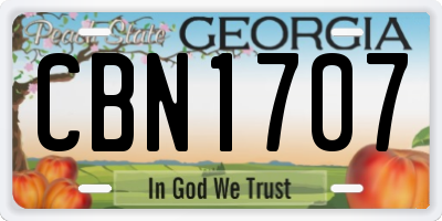 GA license plate CBN1707