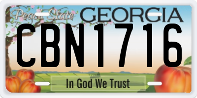 GA license plate CBN1716