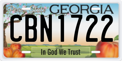 GA license plate CBN1722