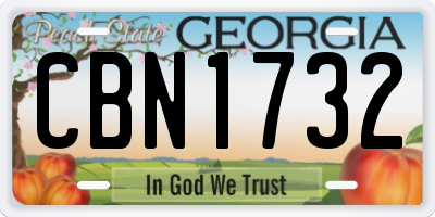 GA license plate CBN1732