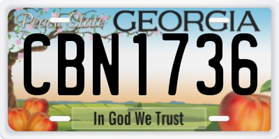 GA license plate CBN1736