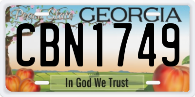 GA license plate CBN1749