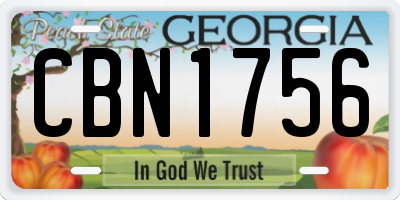 GA license plate CBN1756