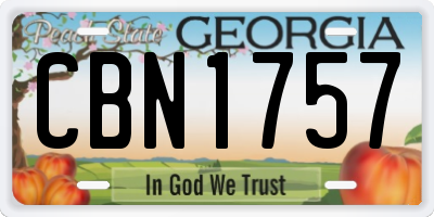 GA license plate CBN1757