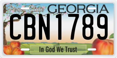 GA license plate CBN1789