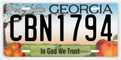 GA license plate CBN1794