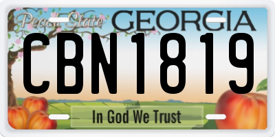 GA license plate CBN1819