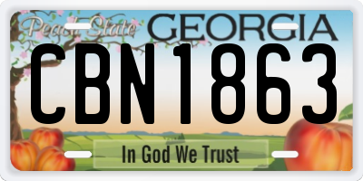 GA license plate CBN1863