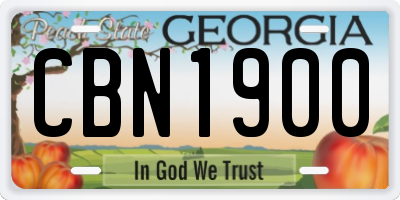GA license plate CBN1900
