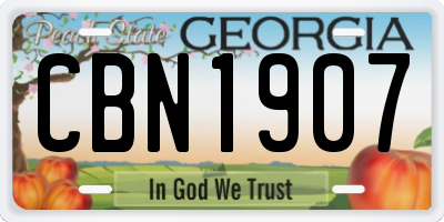 GA license plate CBN1907