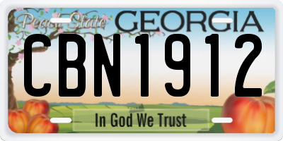 GA license plate CBN1912