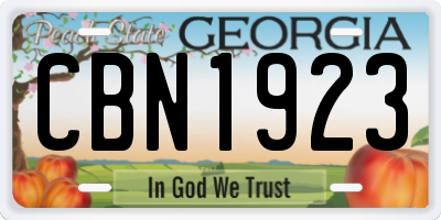 GA license plate CBN1923