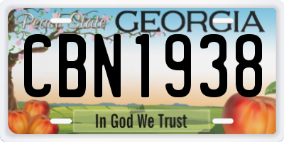 GA license plate CBN1938