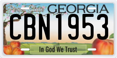 GA license plate CBN1953