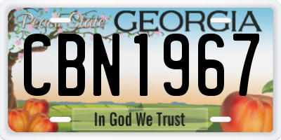 GA license plate CBN1967