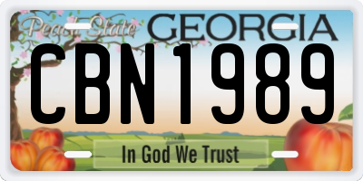 GA license plate CBN1989