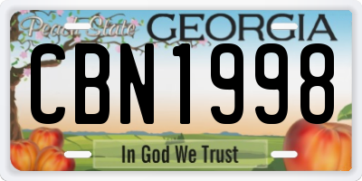 GA license plate CBN1998
