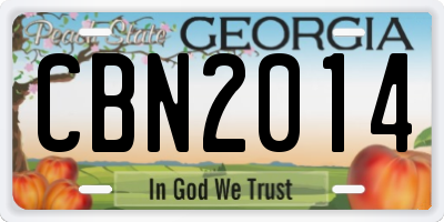 GA license plate CBN2014
