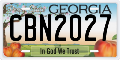 GA license plate CBN2027