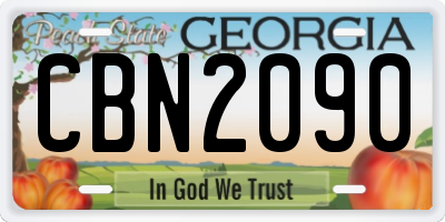 GA license plate CBN2090